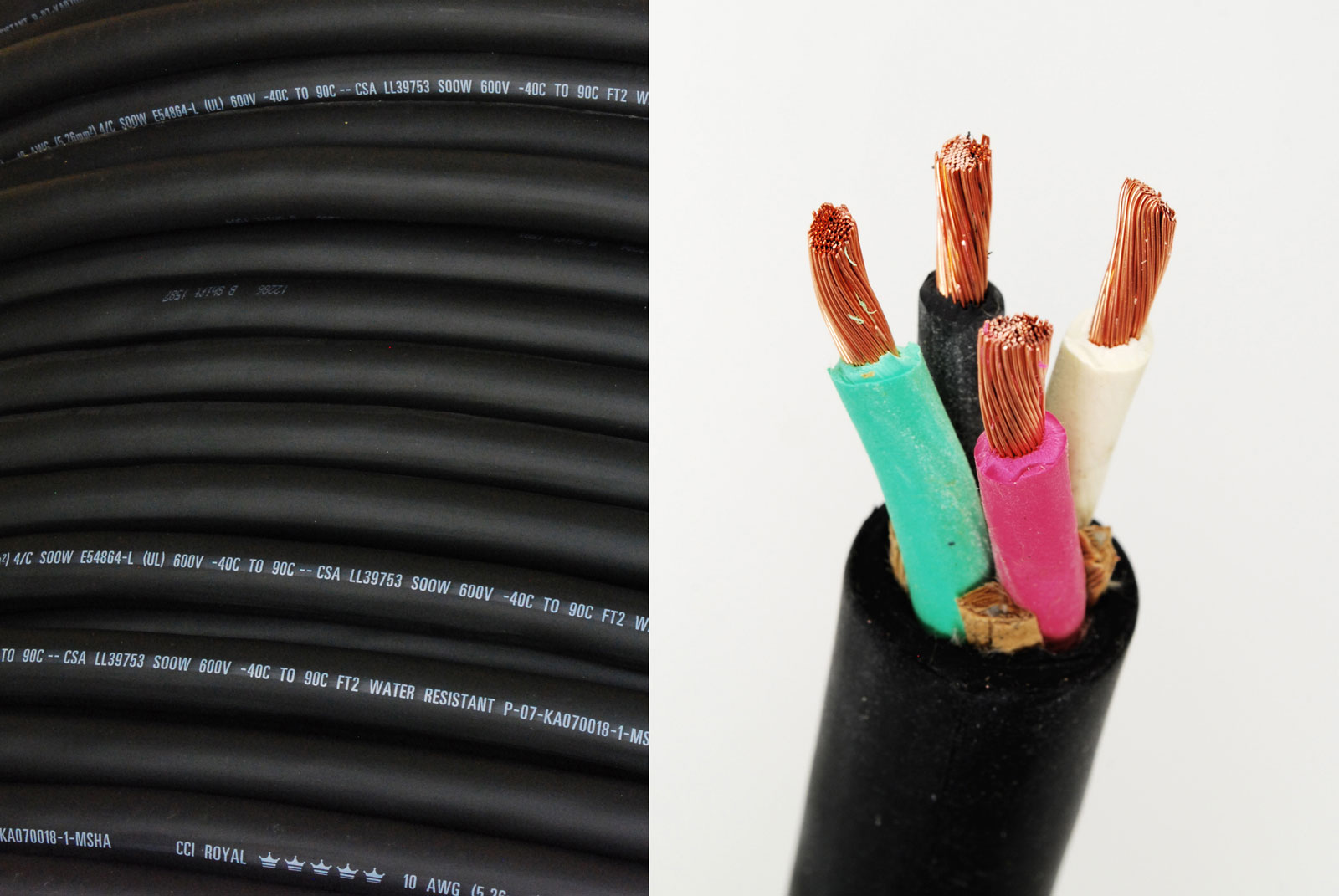 Carol 12AWG/4C Copper Cable 600V Water Resistant SOOW 90C Wire/Wiring/Cord 1 ft